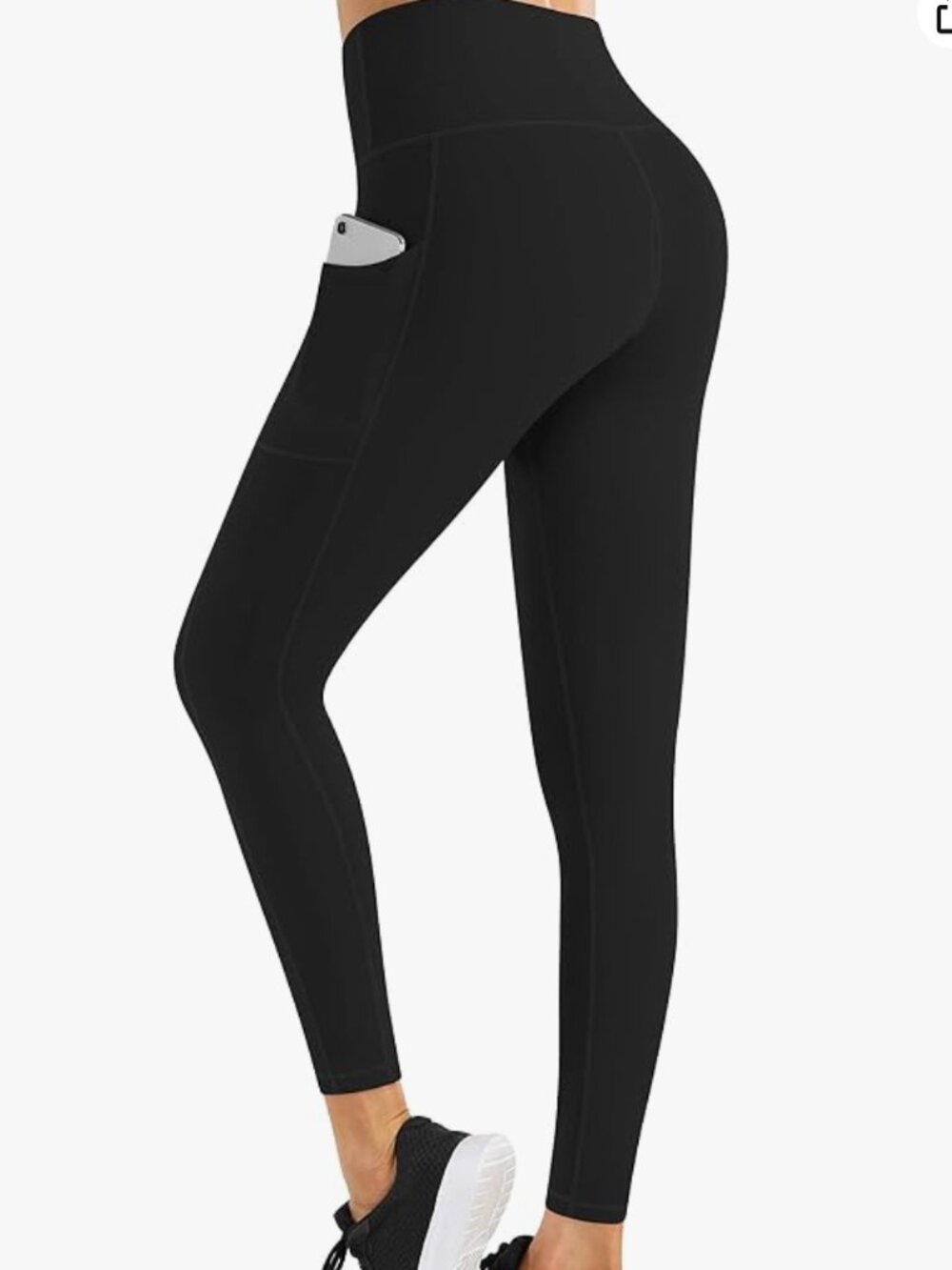 Fengbay Women’s Black High Waist with Pockets Workout Leggings – XL - NEW!